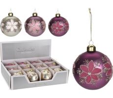 kerstbal bloemen, 80mm, per stuk - afbeelding 5