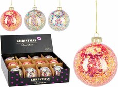 kerstbal confetti 8cm, per stuk - afbeelding 2