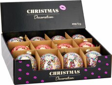 kerstbal confetti 8cm, per stuk