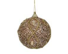 Kerstbal foam glitter beads, champagne, Ø 8 cm