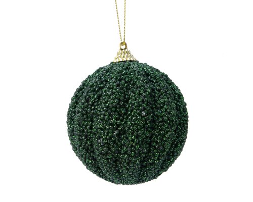 Kerstbal foam glitter, D 8 cm, Dennengroen