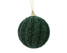 Kerstbal foam glitter, D 8 cm, Dennengroen