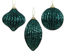 Kerstbal foam glitter , Emerald, Ø 8 cm, keuze uit 1 stuks