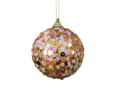 Kerstbal foam sequin, goud/kleur(en), Ø 8 cm