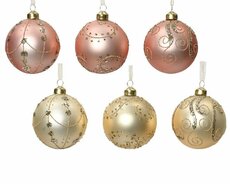 Kerstbal glas, D 8 cm, per stuk - afbeelding 2