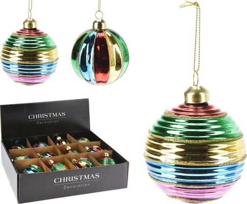 kerstbal glas 8cm multikleur
