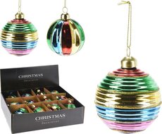 kerstbal glas 8cm multikleur