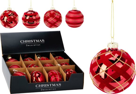 kerstbal glas 8cm, per stuk