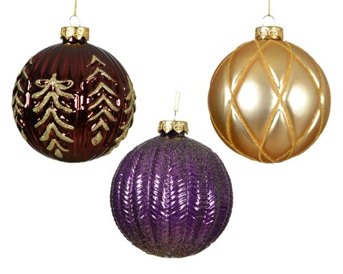Kerstbal glas, D 10 cm, per stuk