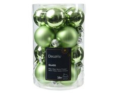 Kerstbal glas D 3.5cm mix Groene thee 16 stuks - afbeelding 1