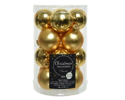 Kerstbal Glas, mix, D 3,5 cm, Licht goud - afbeelding 1