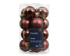 Kerstbal glas D 3.5cm mix Maroon 16 stuks