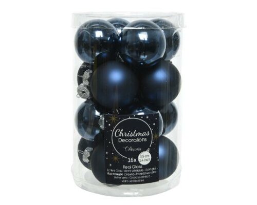 Kerstbal glas, D 3,5 cm, mix, nachtblauw - afbeelding 1