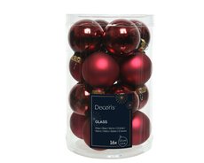 Kerstbal glas D 3.5cm mix Ossenbloed 16 stuks - afbeelding 5