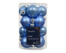 Kerstbal glas D 3.5cm mix Sky blue 16 stuks