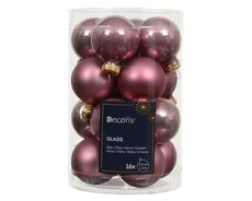 Kerstbal glas D 3.5cm mix vintage roze 16 stuks