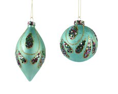Kerstbal glas, D 8 cm, groen, per stuk