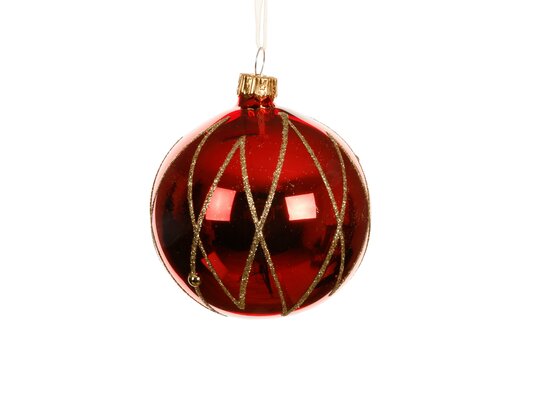 Kerstbal glas, D 8 cm, Kerstrood
