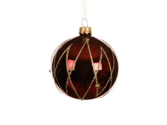 Kerstbal glas, D 8 cm, Ossenbloed