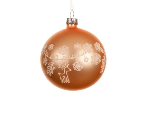Kerstbal glas, D 8 cm, Peach pearl