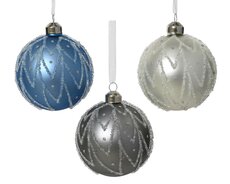 Kerstbal glas, D 8 cm, per stuk