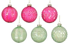 Kerstbal glas, D 8 cm, per stuk
