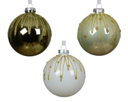 Kerstbal Glas, D 8 cm, Per stuk
