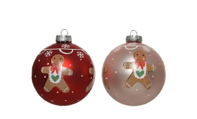 Kerstbal glas D 8cm peperkoek