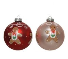 Kerstbal glas D 8cm peperkoek