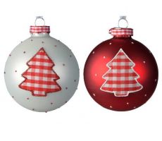 Kerstbal glas D 8cm ruit decoratie
