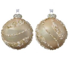 Kerstbal glas D 8cm swirls glitter
