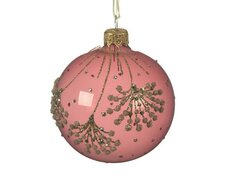 Kerstbal glas, D 8 cm, velours roze
