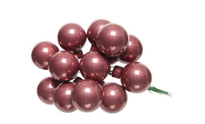Kerstbal glas draad D 2cm velours roze - afbeelding 1