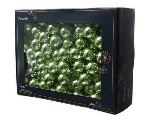 Kerstbal glas, draad, D 3 cm, 144 stuks, Groene thee