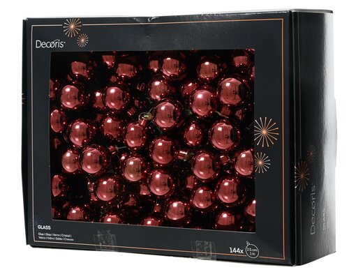 Kerstbal glas, draad, D 3 cm, 144 stuks, Maroon