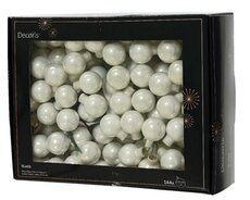 Kerstbal glas, draad, D 3 cm, 144 stuks, Winter wit