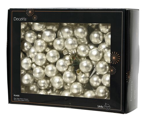 Kerstbal glas, draad, D 3 cm, 144 stuks, zilver