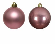 Kerstbal glas koker D 7cm velours roze 8 stuks - afbeelding 4