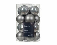 Kerstbal glas, D 3,5 cm, mix, Marmer grijs