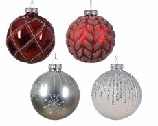 Kerstbal glas, D 8 cm, per stuk - afbeelding 1