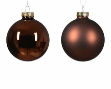 Kerstbal glas, mix, D 7 cm, Bruin - afbeelding 2