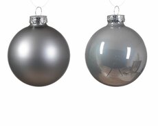 Kerstbal glas, mix, D 7 cm, Marmer grijs - afbeelding 2