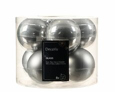 Kerstbal glas, mix, D 7 cm, Marmer grijs - afbeelding 1