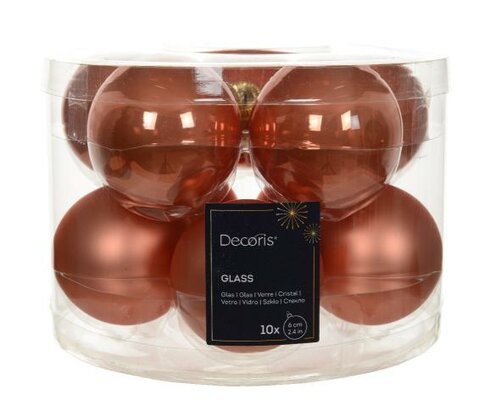 Kerstbal glas, mix, D 6 cm, 10 stuks, Pompoen