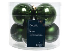 Kerstbal glas, mix, D 7 cm, 8 stuks, Dennengroen - afbeelding 6
