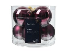 Kerstbal glas, mix, D 7 cm, 8 stuks, Donker mauve