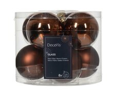 Kerstbal glas, mix, D 7 cm, 8 stuks, Espresso - afbeelding 5