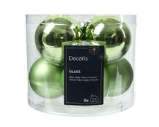 Kerstbal glas, mix, D 7 cm, 8 stuks, Groene thee