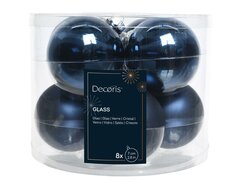 Kerstbal glas, mix, D 7 cm, 8 stuks, Nachtblauw - afbeelding 5