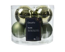 Kerstbal glas, mix, D 7 cm, 8 stuks, Rozemarijn